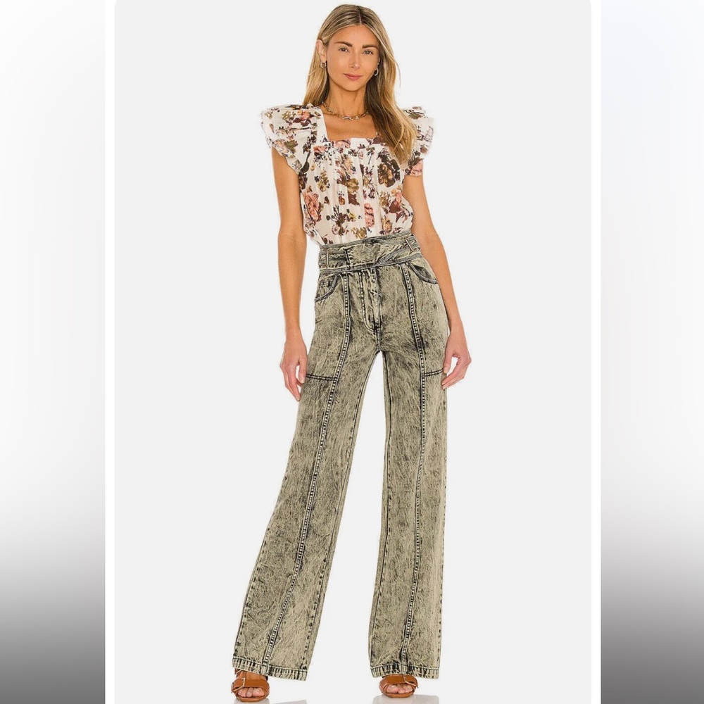 Ulla Johnson Albie Bleached High-Rise Flared Jeans